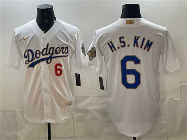 Men's Los Angeles Dodgers #6 H.S.Kim White 2026 Gold Collection Stadium Stitched Jersey,We sell and wholesale Men's Los Angeles Dodgers #6 H.S.Kim White 2026 Gold Collection Stadium Stitched Jersey on line form chian!