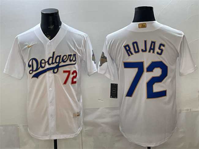 Men's Los Angeles Dodgers #72 Miguel Rojas White 2026 Gold Collection Stadium Stitched Jersey,We sell and wholesale Men's Los Angeles Dodgers #72 Miguel Rojas White 2026 Gold Collection Stadium Stitched Jersey on line form chian!
