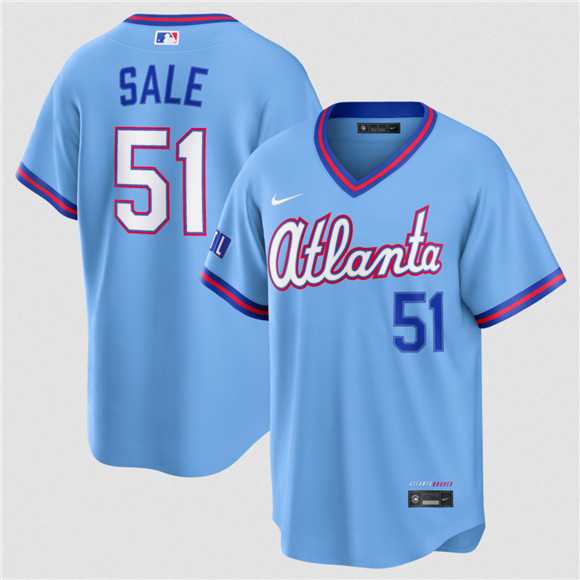 Men's Atlanta Braves #51 Chris Sale Powder Blue 2026 City Connect Stadium Stitched Jersey Dzhi,We sell and wholesale Men's Atlanta Braves #51 Chris Sale Powder Blue 2026 City Connect Stadium Stitched Jersey Dzhi on line form chian!