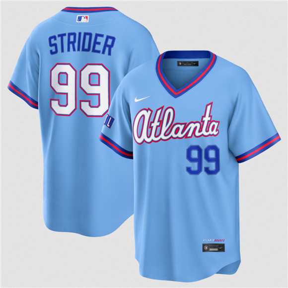 Men's Atlanta Braves #99 Spencer Strider Powder Blue 2026 City Connect Stadium Stitched Jersey Dzhi,We sell and wholesale Men's Atlanta Braves #99 Spencer Strider Powder Blue 2026 City Connect Stadium Stitched Jersey Dzhi on line form chian!