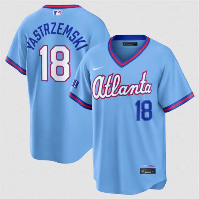 Men's Atlanta Braves #18 Mike Yastrzemski Powder Blue 2026 City Connect Stadium Stitched Jersey Dzhi,We sell and wholesale Men's Atlanta Braves #18 Mike Yastrzemski Powder Blue 2026 City Connect Stadium Stitched Jersey Dzhi on line form chian!