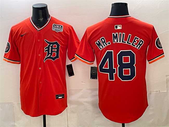Men's Detroit Tigers #48 Mr. Miller Orange 2026 Alternate USA 250' Patch Vapor Premier Limited Stitched Jersey Dzhi,We sell and wholesale Men's Detroit Tigers #48 Mr. Miller Orange 2026 Alternate USA 250' Patch Vapor Premier Limited Stitched Jersey Dzhi on line form chian!
