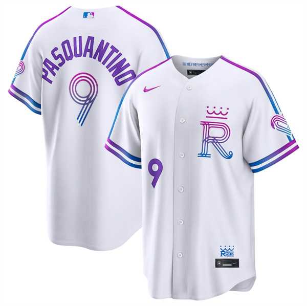 Men's Kansas City Royals #9 Vinnie Pasquantino White 2026 City Connect Stadium Stitched Jersey Dzhi,We sell and wholesale Men's Kansas City Royals #9 Vinnie Pasquantino White 2026 City Connect Stadium Stitched Jersey Dzhi on line form chian!