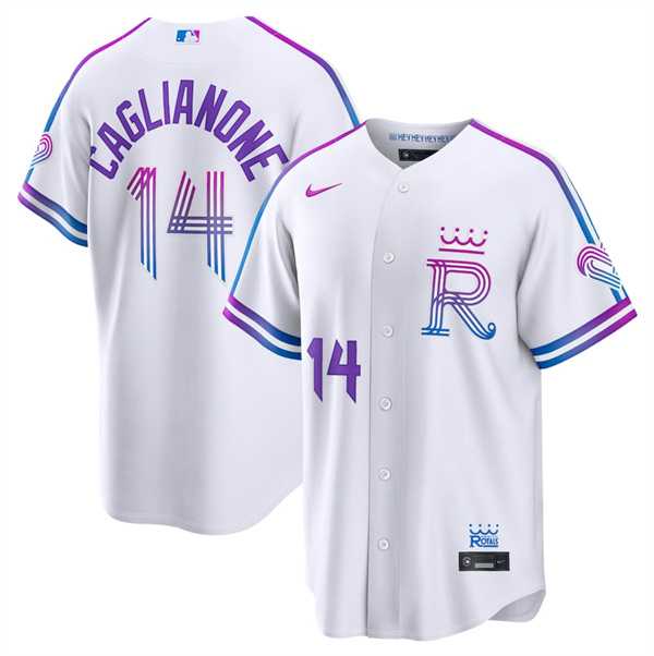 Men's Kansas City Royals #14 Jac Caglianone White 2026 City Connect Stadium Stitched Jersey Dzhi,We sell and wholesale Men's Kansas City Royals #14 Jac Caglianone White 2026 City Connect Stadium Stitched Jersey Dzhi on line form chian!