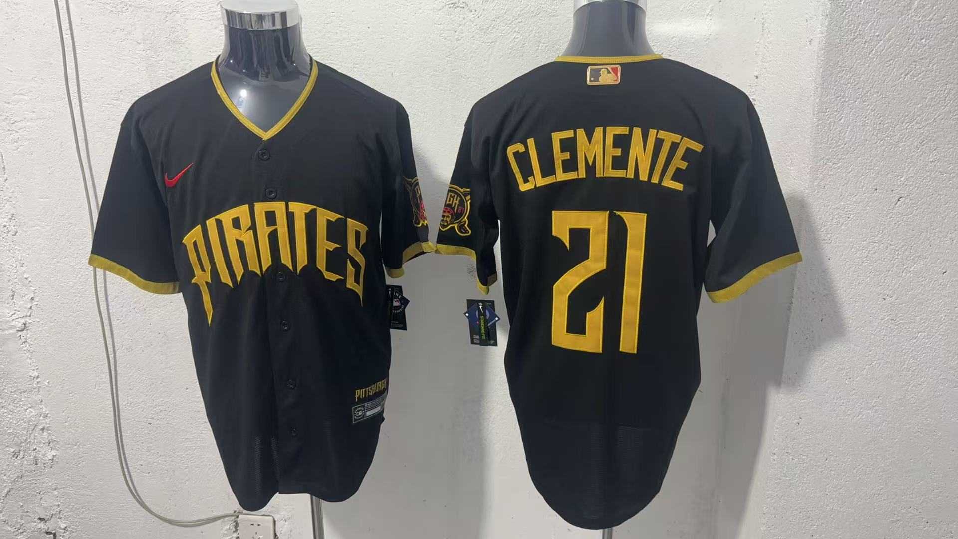 Men's Pittsburgh Pirates #21 Roberto Clemente Black 2026 City Connect Stadium Jersey,We sell and wholesale Men's Pittsburgh Pirates #21 Roberto Clemente Black 2026 City Connect Stadium Jersey on line form chian!