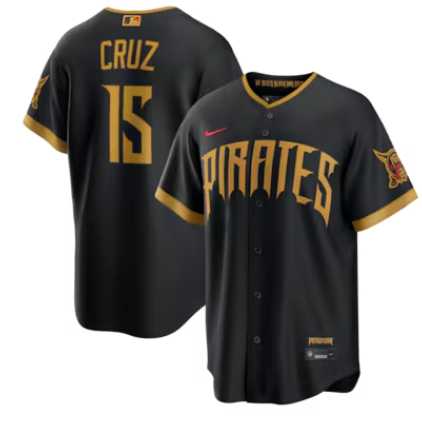 Men's Pittsburgh Pirates #15 Oneil Cruz Black 2026 City Connect Stadium Jersey,We sell and wholesale Men's Pittsburgh Pirates #15 Oneil Cruz Black 2026 City Connect Stadium Jersey on line form chian!