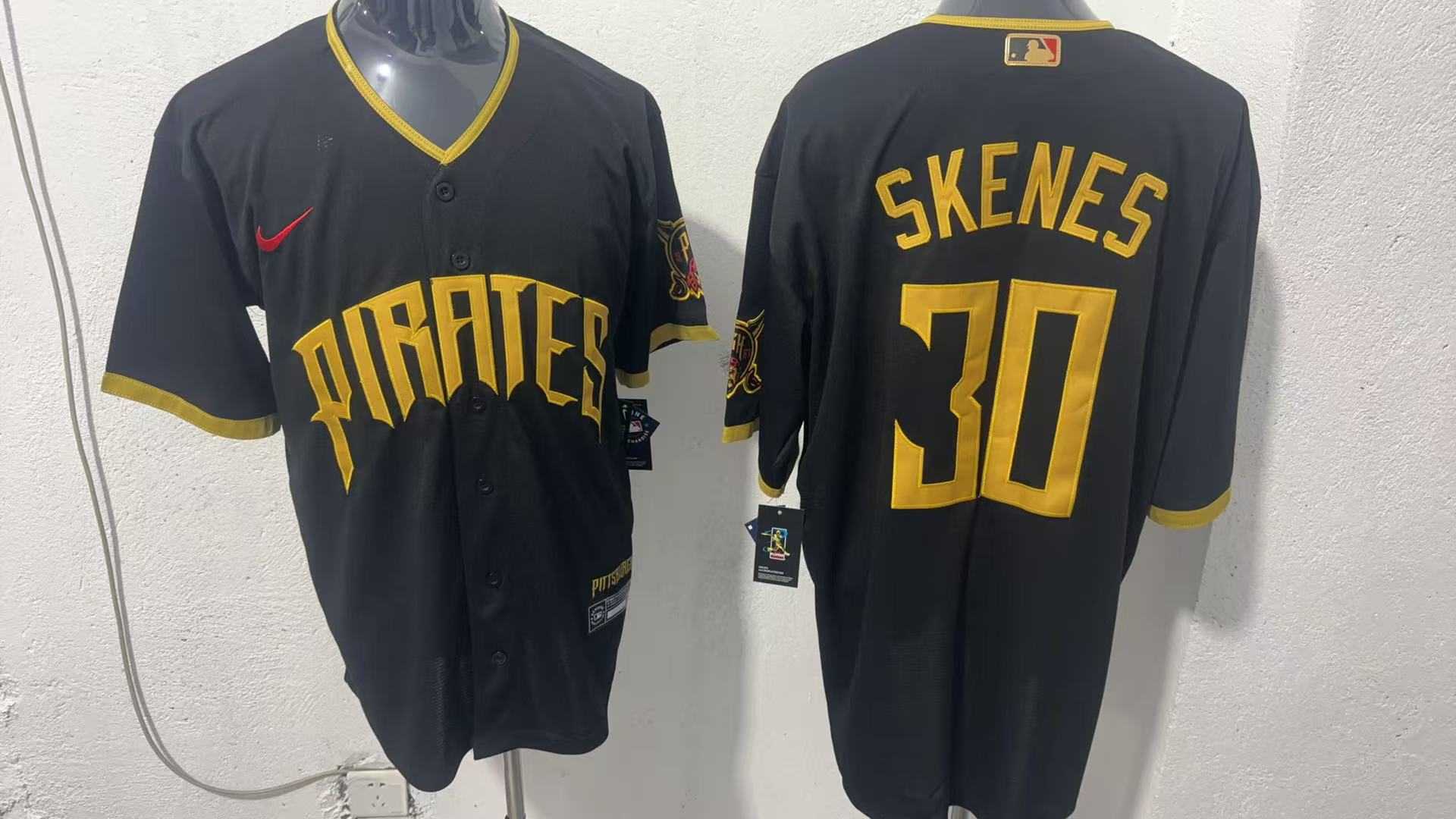 Men's Pittsburgh Pirates #30 Paul Skenes Black 2026 City Connect Stadium Jersey,We sell and wholesale Men's Pittsburgh Pirates #30 Paul Skenes Black 2026 City Connect Stadium Jersey on line form chian!