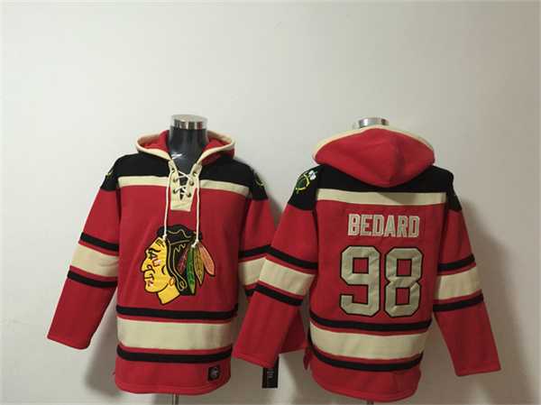Men's Chicago Blackhawks #98 Connor Bedard Red Lace-Up Pullover Hoodie,We sell and wholesale Men's Chicago Blackhawks #98 Connor Bedard Red Lace-Up Pullover Hoodie on line form chian!
