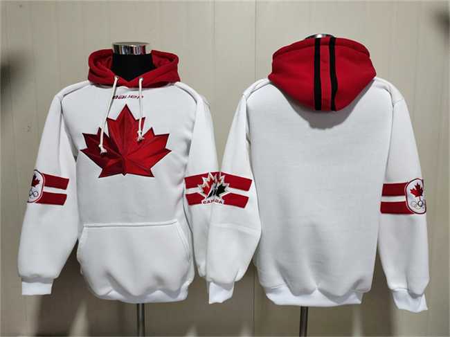 Men's Team Canada White Ageless Must-Have Lace-Up Pullover Hoodie,We sell and wholesale Men's Team Canada White Ageless Must-Have Lace-Up Pullover Hoodie on line form chian!