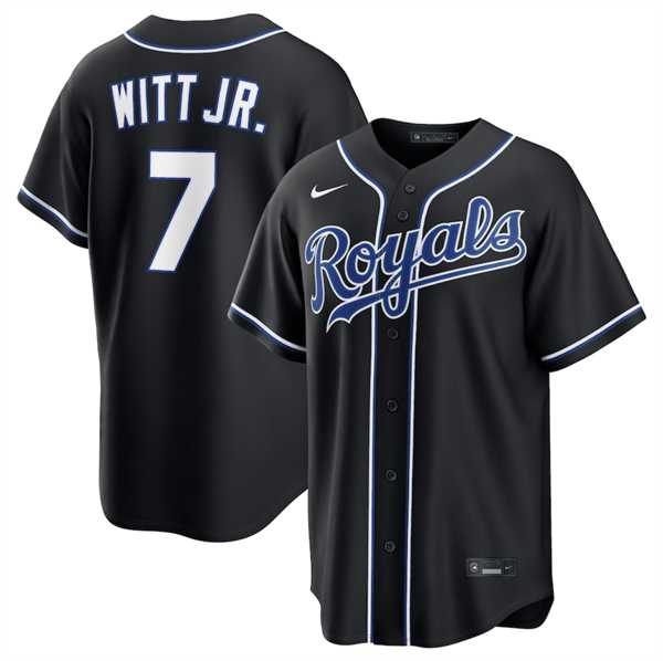 Men's Kansas City Royals #7 Bobby Witt Jr. Black Out Stitched Jersey Dzhi,We sell and wholesale Men's Kansas City Royals #7 Bobby Witt Jr. Black Out Stitched Jersey Dzhi on line form chian!