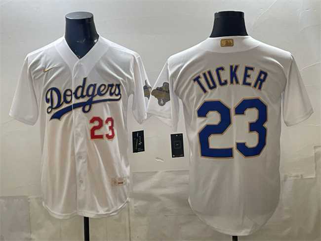 Men's Los Angeles Dodgers #23 Kyle Tucker White 2026 Gold Collection Stadium Stitched Jersey,We sell and wholesale Men's Los Angeles Dodgers #23 Kyle Tucker White 2026 Gold Collection Stadium Stitched Jersey on line form chian!