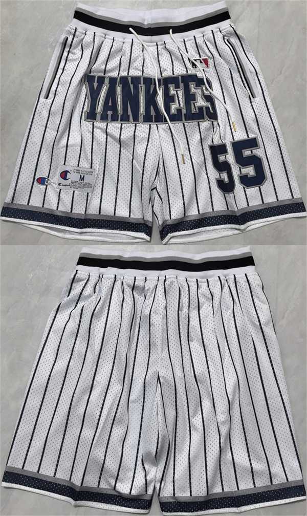 Men's New Yok Yankees #55 White Shorts (Run Small),We sell and wholesale Men's New Yok Yankees #55 White Shorts (Run Small) on line form chian!