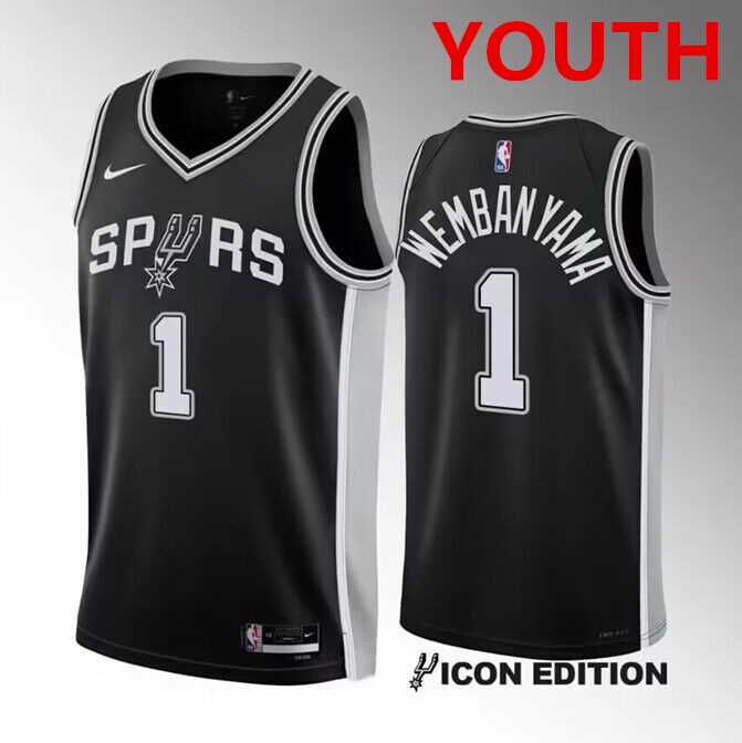Youth San antonio spurs #1 victor wembanyama black icon edition stitched jersey Dzhi,We sell and wholesale Youth San antonio spurs #1 victor wembanyama black icon edition stitched jersey Dzhi on line form chian!