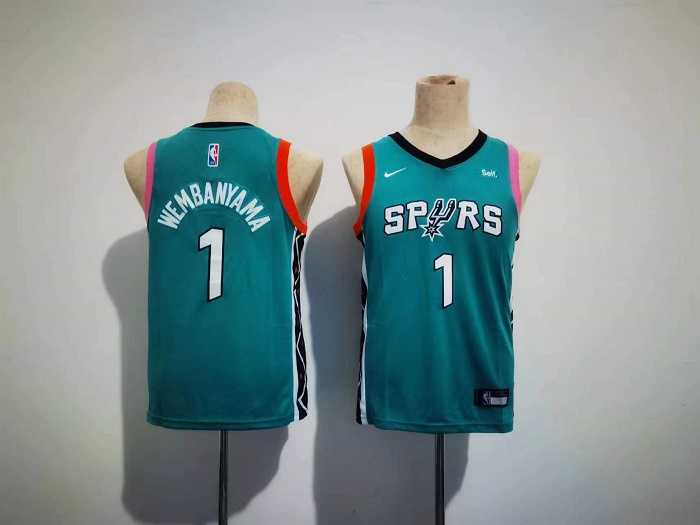 Youth San Antonio Spurs #1 Victor Wembanyama Teal City Edition Stitched Jersey,We sell and wholesale Youth San Antonio Spurs #1 Victor Wembanyama Teal City Edition Stitched Jersey on line form chian!
