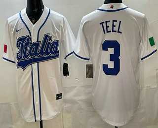Men's Italy #3 Kyle Teel White 2026 World Baseball Classic Cool Base Jersey,We sell and wholesale Men's Italy #3 Kyle Teel White 2026 World Baseball Classic Cool Base Jersey on line form chian!