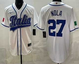 Men's Italy #27 Aaron Nola White 2026 World Baseball Classic Cool Base Jersey,We sell and wholesale Men's Italy #27 Aaron Nola White 2026 World Baseball Classic Cool Base Jersey on line form chian!
