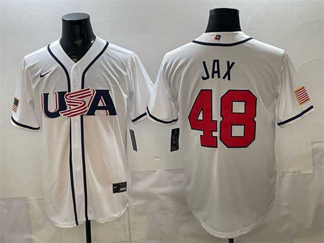 Men's USA Baseball #48 Griffin Jax White 2026 World Baseball Classic Home Stadium Stitched Jersey,We sell and wholesale Men's USA Baseball #48 Griffin Jax White 2026 World Baseball Classic Home Stadium Stitched Jersey on line form chian!