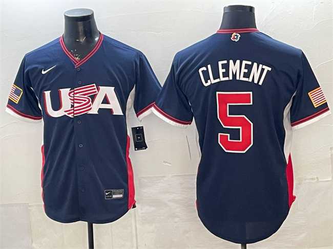 Men's USA Baseball #5 Ernie Clement Navy 2026 World Baseball Classic Road Stadium Stitched Jersey,We sell and wholesale Men's USA Baseball #5 Ernie Clement Navy 2026 World Baseball Classic Road Stadium Stitched Jersey on line form chian!