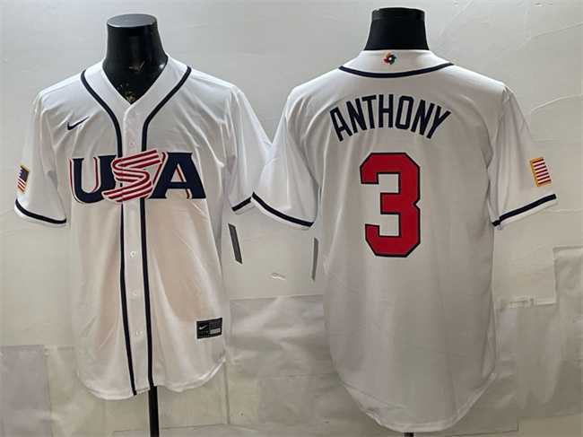 Men's USA Baseball #3 Roman Anthony White 2026 World Baseball Classic Home Stadium Stitched Jersey,We sell and wholesale Men's USA Baseball #3 Roman Anthony White 2026 World Baseball Classic Home Stadium Stitched Jersey on line form chian!
