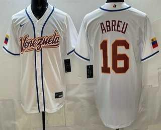 Men's Venezuela #16 Wilyer Abreu White 2026 World Baseball Classic Cool Base Jersey,We sell and wholesale Men's Venezuela #16 Wilyer Abreu White 2026 World Baseball Classic Cool Base Jersey on line form chian!