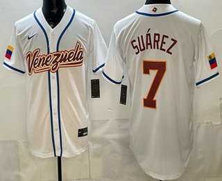 Men's Venezuela #7 Eugenio Suarez White 2026 World Baseball Classic Cool Base Jersey,We sell and wholesale Men's Venezuela #7 Eugenio Suarez White 2026 World Baseball Classic Cool Base Jersey on line form chian!