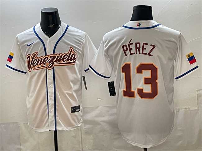 Men's Venezuela Baseball #13 Salvador Perez White 2026 World Baseball Classic Home Stadium Stitched Jersey,We sell and wholesale Men's Venezuela Baseball #13 Salvador Perez White 2026 World Baseball Classic Home Stadium Stitched Jersey on line form chian!