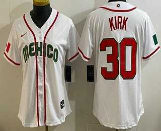Women's Mexico #30 Alejandro Kirk White 2026 World Baseball Classic Cool Base Jersey,We sell and wholesale Women's Mexico #30 Alejandro Kirk White 2026 World Baseball Classic Cool Base Jersey on line form chian!