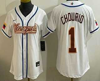 Women's Venezuela #1 Jackson Chourio White 2026 World Baseball Classic Cool Base Jersey,We sell and wholesale Women's Venezuela #1 Jackson Chourio White 2026 World Baseball Classic Cool Base Jersey on line form chian!