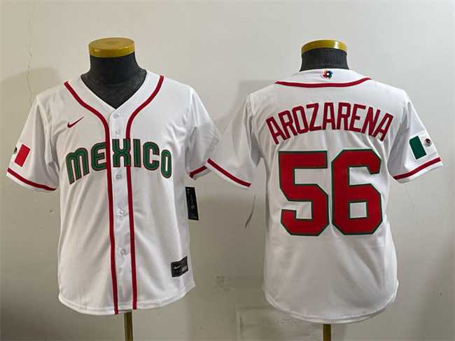 Youth Mexico Baseball #56 Randy Arozarena White 2026 World Baseball Classic Home Stadium Stitched Baseball Jersey,We sell and wholesale Youth Mexico Baseball #56 Randy Arozarena White 2026 World Baseball Classic Home Stadium Stitched Baseball Jersey on line form chian!