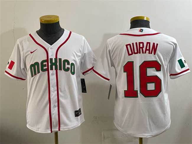 Youth Mexico Baseball #16 Jarren Duran White 2026 World Baseball Classic Home Stadium Stitched Baseball Jersey,We sell and wholesale Youth Mexico Baseball #16 Jarren Duran White 2026 World Baseball Classic Home Stadium Stitched Baseball Jersey on line form chian!