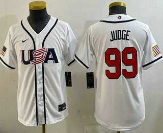 Youth USA #99 Aaron Judge White 2026 World Baseball Classic Cool Base Jersey,We sell and wholesale Youth USA #99 Aaron Judge White 2026 World Baseball Classic Cool Base Jersey on line form chian!