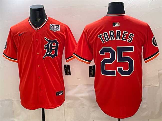 Men's Detroit Tigers #25 Gleyber Torres Orange 2026 Alternate USA 250' Patch Vapor Premier Limited Stitched Jersey Dzhi,We sell and wholesale Men's Detroit Tigers #25 Gleyber Torres Orange 2026 Alternate USA 250' Patch Vapor Premier Limited Stitched Jersey Dzhi on line form chian!