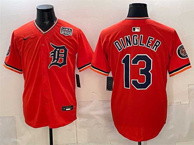 Men's Detroit Tigers #13 Dillon Dingler Orange 2026 Alternate USA 250' Patch Vapor Premier Limited Stitched Jersey Dzhi,We sell and wholesale Men's Detroit Tigers #13 Dillon Dingler Orange 2026 Alternate USA 250' Patch Vapor Premier Limited Stitched Jersey Dzhi on line form chian!