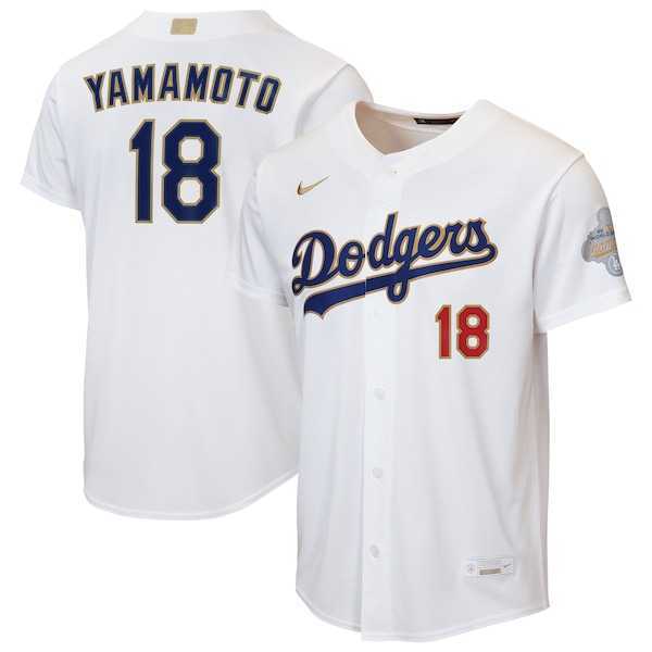 Men's Los Angeles Dodgers #18 Yoshinobu Yamamoto Nike White 2026 Gold Collection Home Replica Jersey Dzhi,We sell and wholesale Men's Los Angeles Dodgers #18 Yoshinobu Yamamoto Nike White 2026 Gold Collection Home Replica Jersey Dzhi on line form chian!