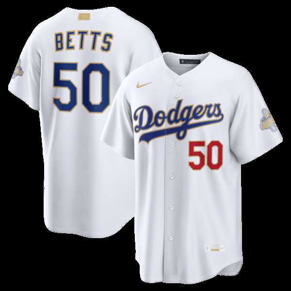 Men's Los Angeles Dodgers #50 Mookie Betts Nike White 2026 Gold Collection Stadium Jersey Dzhi,We sell and wholesale Men's Los Angeles Dodgers #50 Mookie Betts Nike White 2026 Gold Collection Stadium Jersey Dzhi on line form chian!