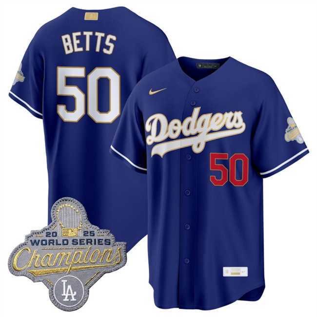 Men's Los Angeles Dodgers #50 Mookie Betts Royal 2026 Alternate Gold Collection Stadium Stitched Jersey Dzhi,We sell and wholesale Men's Los Angeles Dodgers #50 Mookie Betts Royal 2026 Alternate Gold Collection Stadium Stitched Jersey Dzhi on line form chian!