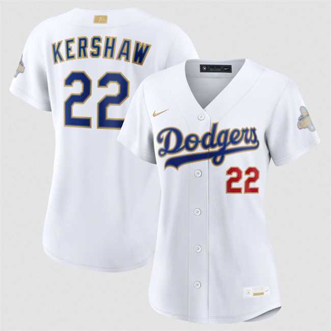 Women's Los Angeles Dodgers #22 Clayton Kershaw White 2026 Gold Collection Stadium Stitched Jersey Dzhi,We sell and wholesale Women's Los Angeles Dodgers #22 Clayton Kershaw White 2026 Gold Collection Stadium Stitched Jersey Dzhi on line form chian!
