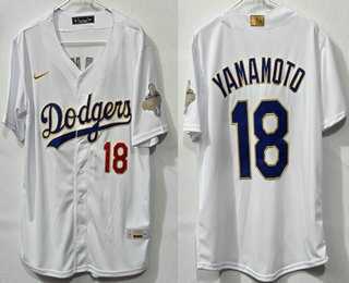 Men's Los Angeles Dodgers #18 Yoshinobu Yamamoto White 2026 Gold Collection Limited Jersey,We sell and wholesale Men's Los Angeles Dodgers #18 Yoshinobu Yamamoto White 2026 Gold Collection Limited Jersey on line form chian!