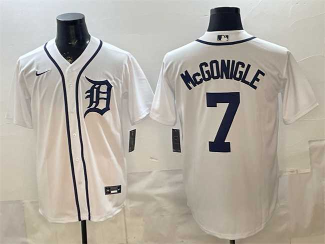 Men's Detroit Tigers #7 Kevin McGonigle White Cool Base Stitched Jersey,We sell and wholesale Men's Detroit Tigers #7 Kevin McGonigle White Cool Base Stitched Jersey on line form chian!