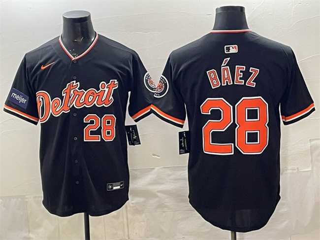 Men's Detroit Tigers #28 Javier Baez Black 2026 Meijer Patch Alternate Vapor Premier Limited Stitched Jersey,We sell and wholesale Men's Detroit Tigers #28 Javier Baez Black 2026 Meijer Patch Alternate Vapor Premier Limited Stitched Jersey on line form chian!