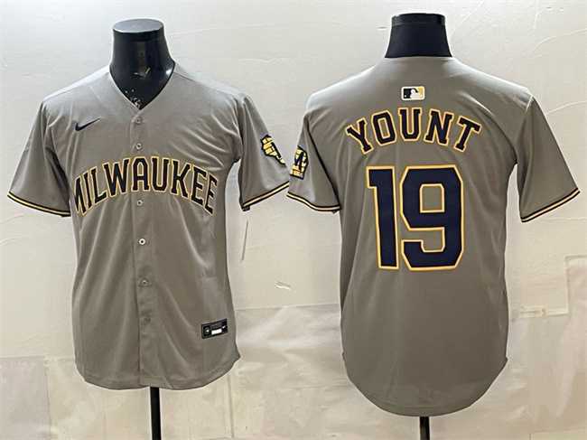 Men's Milwaukee Brewers #19 Robin Yount Grey Home Limited Stitched Jersey,We sell and wholesale Men's Milwaukee Brewers #19 Robin Yount Grey Home Limited Stitched Jersey on line form chian!