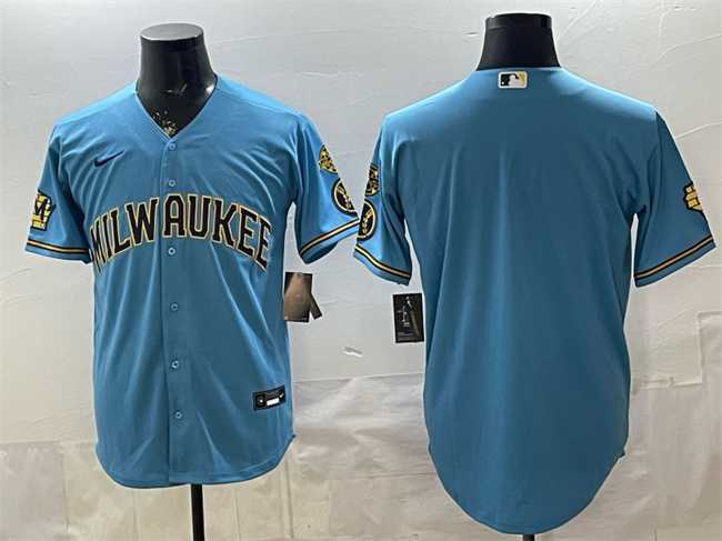 Men's Milwaukee Brewers Blank Blue With Home & Bob Uecker Patch Stitched Jersey,We sell and wholesale Men's Milwaukee Brewers Blank Blue With Home & Bob Uecker Patch Stitched Jersey on line form chian!