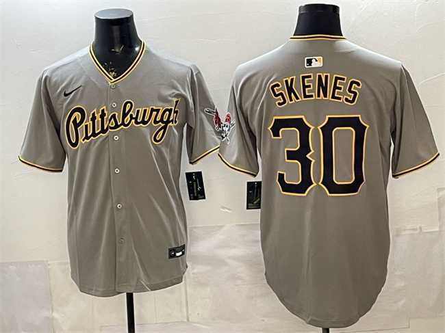 Men's Pittsburgh Pirates #30 Paul Skenes Gray Limited Stitched Jersey,We sell and wholesale Men's Pittsburgh Pirates #30 Paul Skenes Gray Limited Stitched Jersey on line form chian!
