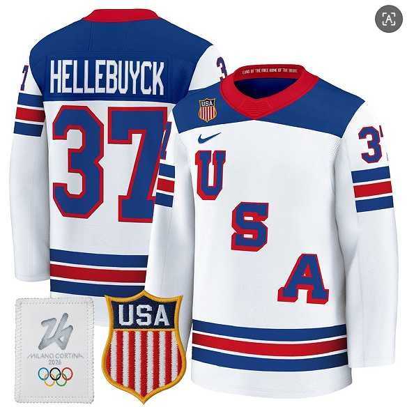 Men's USA #37 Connor Hellebuyck Home White 2026 Olympic Jersey Dzhi,We sell and wholesale Men's USA #37 Connor Hellebuyck Home White 2026 Olympic Jersey Dzhi on line form chian!
