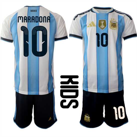 Youth Argentina #10 MARADONA National Team FIFA x World Cup 2026 Home White On Field Kids Jersey,We sell and wholesale Youth Argentina #10 MARADONA National Team FIFA x World Cup 2026 Home White On Field Kids Jersey on line form chian!
