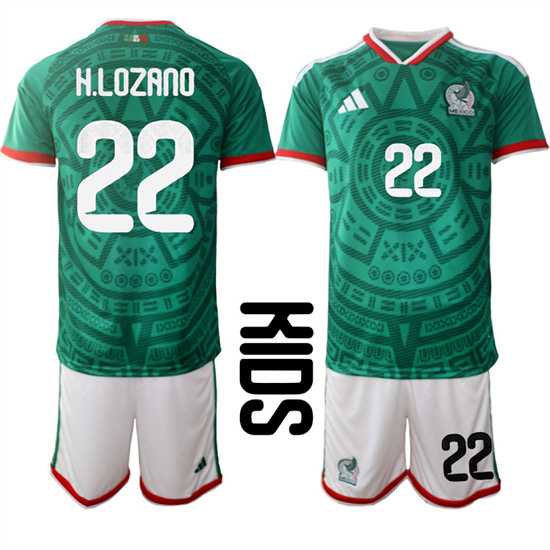 Youth Mexico #22 H.LOZANO National Team FIFA x World Cup 2026 Home Green On Field Kids Jersey,We sell and wholesale Youth Mexico #22 H.LOZANO National Team FIFA x World Cup 2026 Home Green On Field Kids Jersey on line form chian!