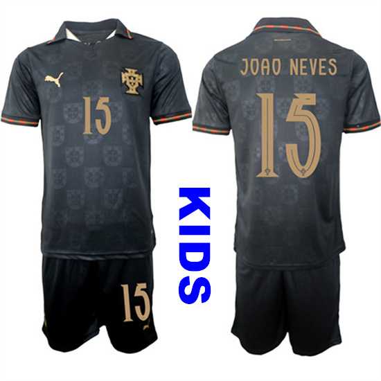 Youth Portugal #15 JOAO NEVES National Team FIFA x World Cup 2026 Away Gray On Eusebio special edition Kids Jersey,We sell and wholesale Youth Portugal #15 JOAO NEVES National Team FIFA x World Cup 2026 Away Gray On Eusebio special edition Kids Jersey on line form chian!