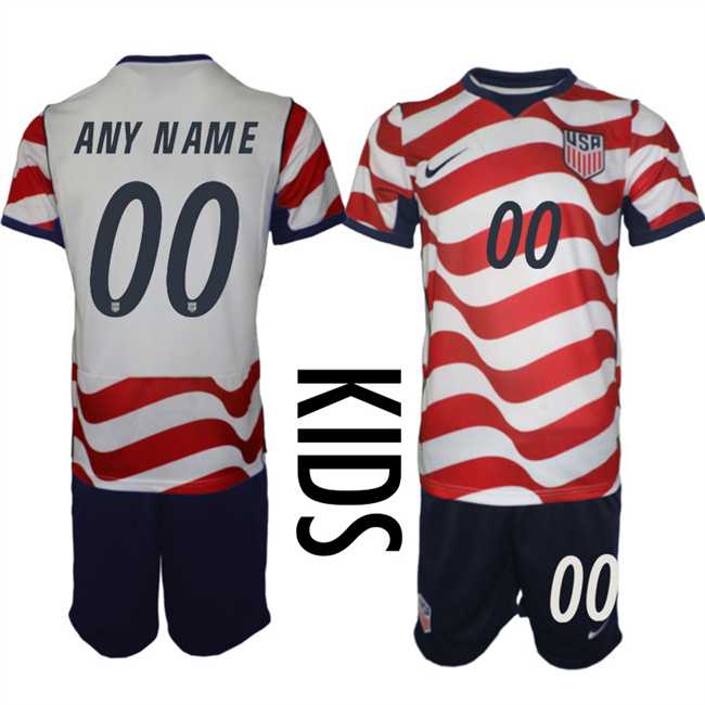 Youth United States Custom White Red 2026 Home Soccer Jersey Suit,We sell and wholesale Youth United States Custom White Red 2026 Home Soccer Jersey Suit on line form chian!