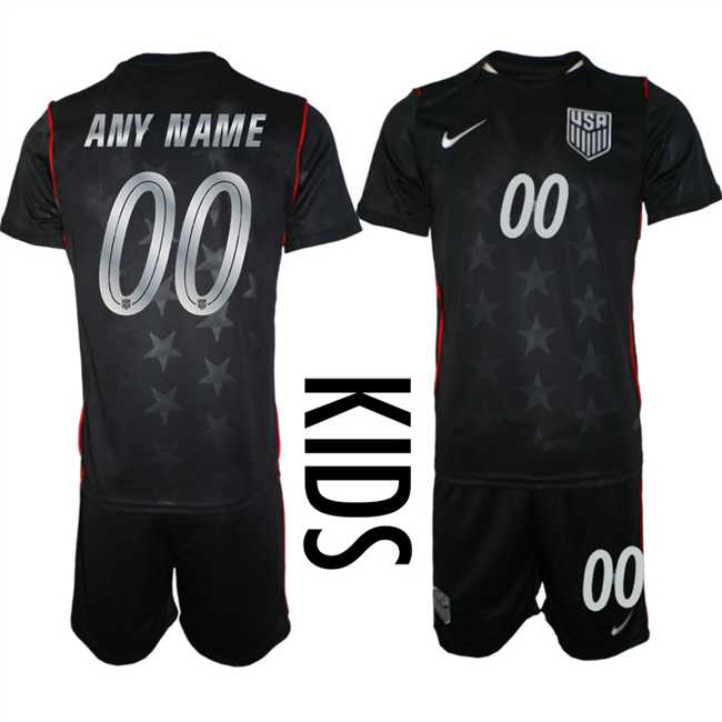 Youth United States Custom Black 2026 Away Soccer Jersey Suit,We sell and wholesale Youth United States Custom Black 2026 Away Soccer Jersey Suit on line form chian!