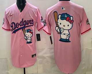 Men's Los Angeles Dodgers Pink Hello Kitty Big Logo 2025 World Series Champions Limited Jersey,We sell and wholesale Men's Los Angeles Dodgers Pink Hello Kitty Big Logo 2025 World Series Champions Limited Jersey on line form chian!